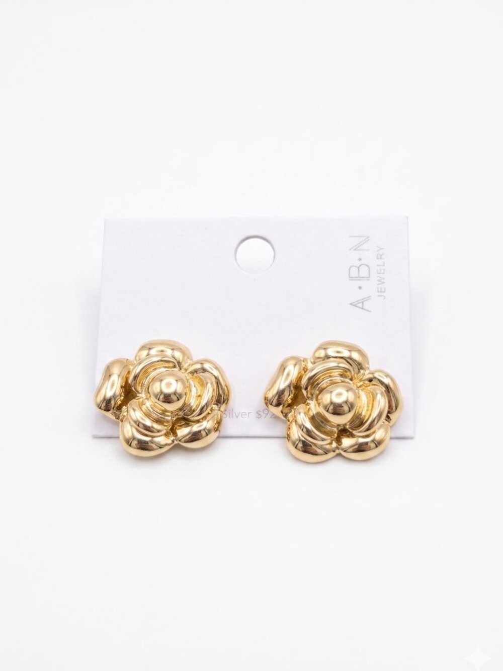 3/$20 NWT | Jewelry Gold Puffy Rose Flower Statement Stud Earrings High Polish